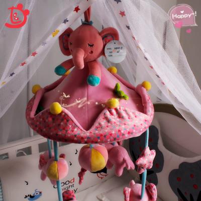 China Toy Oem Colorful Infant Plush Elephants Plush Toy Musical Soft Musical Hanging Mobile Crib Infant Toys for sale