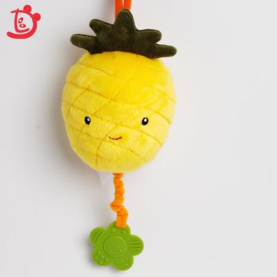 China Custom Mini Lovely Soft Baby Stuffed Animal Musical Bedding Pineapple Machine Stuffed Toy Newborn Hutch Stroller Hanging Mobile Plush Toy for sale