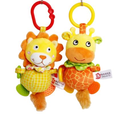 China Soft Baby Crib Ratchets Musical Stuffed Cow Hippo Lion Hand Pull Bell Toys for Hearing Sensory Development for sale