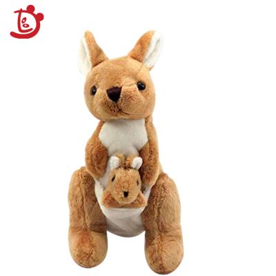 China Hot Selling Australian Plush Soft Stuffed Toys Kangaroos Carry Baby Plush Kangaroo Mother and Child Stuffed Animal Toys for sale