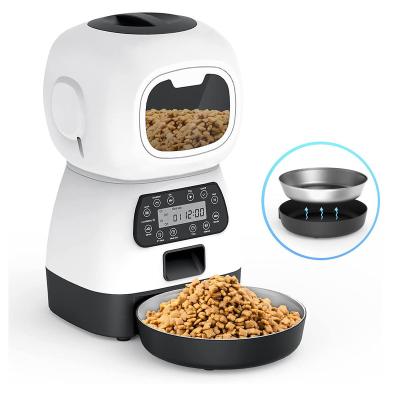 China Automatic Automatic Cat Feeder Dog Food Dispenser with Twist Lock Lid Window Visible Memory Function for sale