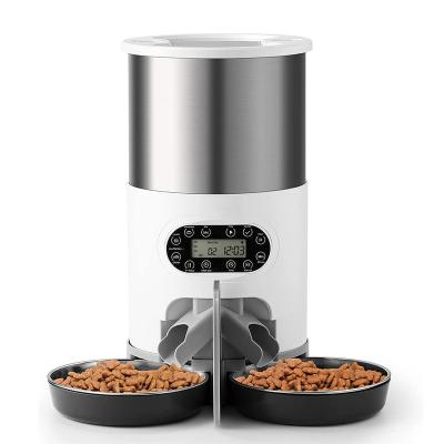 China Automatic Voice Recorder Double Rolls Automatic Cat Feeder Pet Feeder Food Dispenser for Two Cats and Dogs for sale