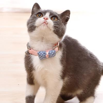 China Soft Pet Cat Collar Bow Solid Color Velvet Material Cat Collar Safety Elastic Adjustable Quick Release For Small Medium Dogs for sale