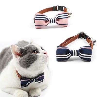 China Soft Pet Cat Collar Bow Solid Color Velvet Material Cat Collar Safety Elastic Adjustable Quick Release For Small Medium Dogs for sale