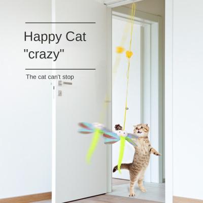 China New Stocked Cat Bait Stick, Feather Hanging Holder Toy, Retractable Interactive Cat Toy for sale