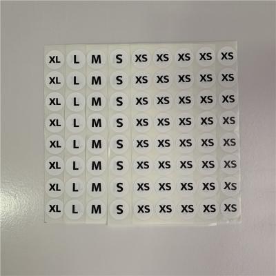 China China Manufacturer Wholesale Waterproof Clothing Size Label Sticker With Different Size for sale