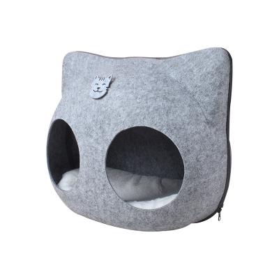 China Universal Cute Detachable Breathable Cat Head Shape Pet Nest Cat Felt Cat Nest Four Seasons of Creative Best-selling for sale