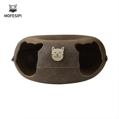 China Direct Selling Tunnel Pet Bed Waterproof Double-layer Composite Hole Manufacturer Structure Felt Cat Bed Donut for sale