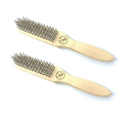 China Polish and Machine Handle Wire Scratch Cleaning Wood Brushes for sale