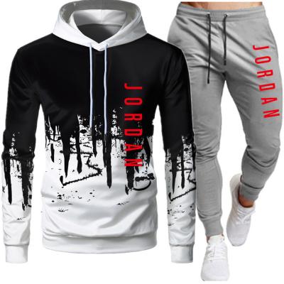 China Wholesale Anti-wrinkle pullover hoodie factory price custom fashion pattern printing men's hoodie set for sale