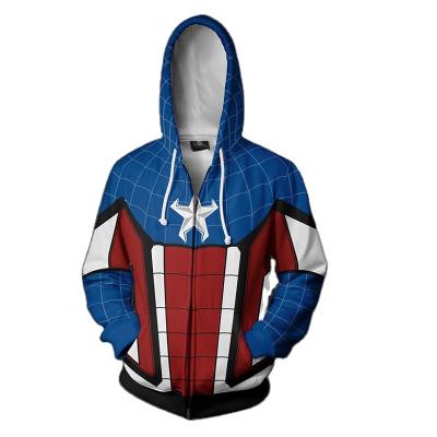 China Anti-pilling Wholesale Customizable Print Spiderman Zipper Hoodie for sale