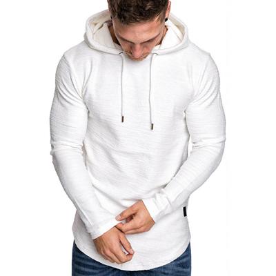 China Fashion Waterproof Top Mens T-shirt Sporty Hooded Muscle Muscle Long Sleeve Hoodie T-shirts Gym Fitness Workout White Tee for sale