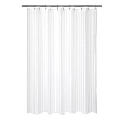 China HIGH QUALITY WEIGHTED WATERPROOF WHITE POLYESTER HOTEL SATIN TAPE SHOWER CURTAIN for sale