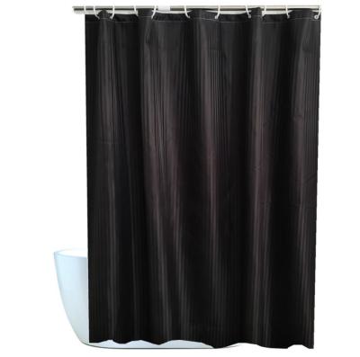 China Stocked Bathroom Polyester Black Satin Stripe Shower Curtain for sale