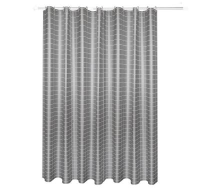 China Stocked Waterproof Mildrewproof Gray PEVA Shower Curtain With Checks Pattern for sale