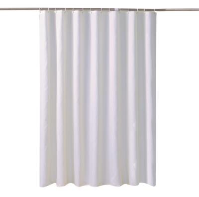 China Heavy Duty Stocked Plain Weave Weighted White Polyester Shower Curtain Waterproof for sale