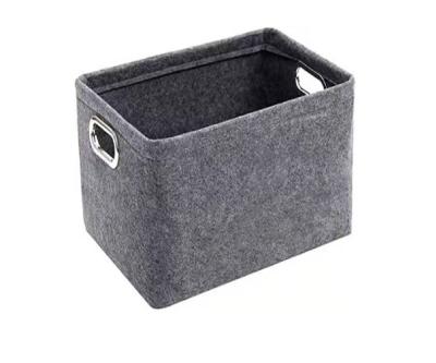 China Foldable 400gsm Felt Tissue Storage Rectangle Box With Silver Gold Metal Handle for sale