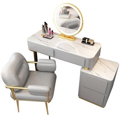 China (Other)Adjustable Light Luxury Premium Premium Makeup Table With Wooden Mirror And Lights Makeup Desk Dresser With Mirror for sale