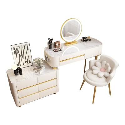 China (Others)Adjustable Smart Solid Wood Makeup Table Corner Dressing Tables With Led Mirror Desk Mirrored Dressing Table for sale