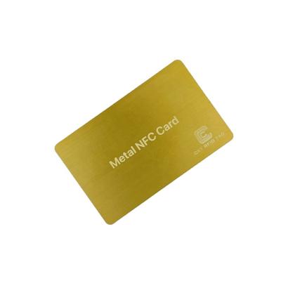 China Waterproof / Waterproof Gold Brushed Metal NFC Card Metal Business NFC Card for sale