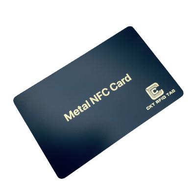 China Waterproof / Weatherproof 888 Byte Mask Black Matte Metal NFC Card For Business NFC Card With Gold Silver Engraved Logo for sale