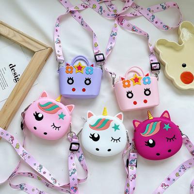 China Fashion Cartoon Unicorn Shape Coin Purse Handbag Kids Wallet Mini Purse Silicone Purse Purse for sale