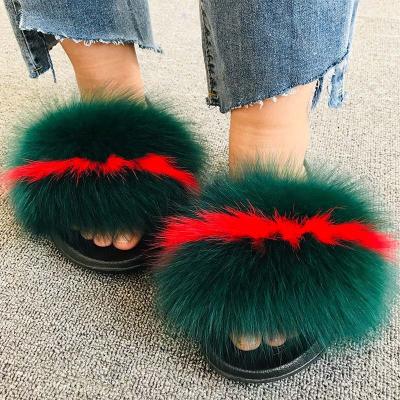 China 2021 Fashion Trend Real Mink Slippers High Quality Fur Slippers Fox Fur Slides For Women for sale