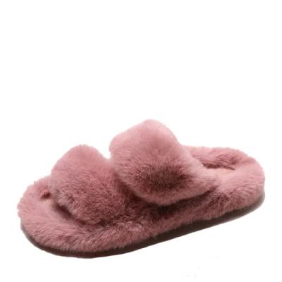 China Lit Lady 2021 Slippers Fluffy Faux Fur Slips Women Open Toe Slippers for sale