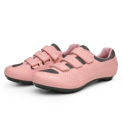 China Fashionable\Comfortable\Durable\Breathable\Lighted Factory OEM Pink Sneaker Sport Ladies Cycling Shoes Upper PU With Side Straps With Neoprene Edging for sale