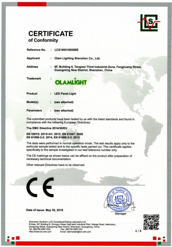 CE - Olam Tech Manufacturing Shenzhen Co., Ltd.