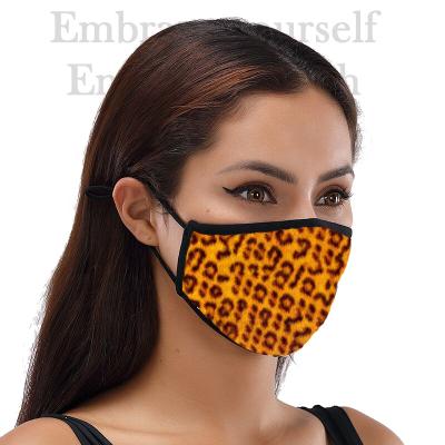 China Fashion Kiss Silver Ion Antibacterial Sport Masks 3 Layer Cotton Face Mask Polyester Halloween Leopard Mask for sale