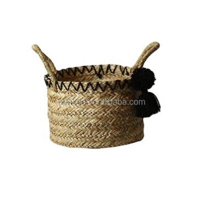 China 2022 Very Good Sustainable SS Seven Fashion Straw Basket And Storage Basket For Home Decoration for sale