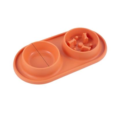 China Customized Eco-friendly Plastic Dog Bowl Double Dog Bowl Cat Plastic Rubber Pet Food Feeder Pets Water Sustainable Bowl for sale