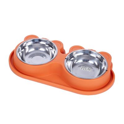 China New viable type dog bowl stainless steel luxury pet dog bowls new style stainless steel bear pet bowl for sale