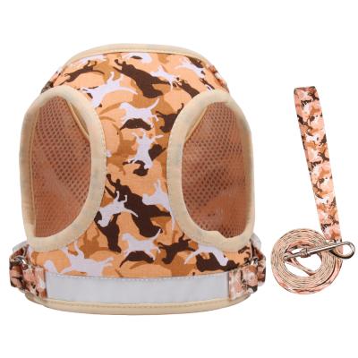 China Polyester Mesh Pet Chest Strap Reflective Breathable Camouflage Adjustable Dog Cat Chest Straps Harness Pet Dog Harness for sale