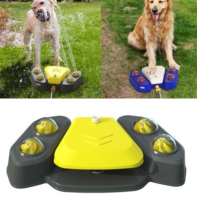 China Sustainable Durable Outdoor Multifunctional Dog Drinking Fresh Water Fountain Bathe Driver Automatic Step-on Push Pedal Dog Toys for sale