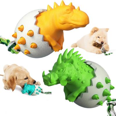 China Wholesale Viable New Design Dinosaur Egg Shape Dog Molars Interactive Dog Chew Dog Tpr Toy With Clean Teeth And for sale