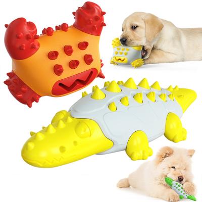 China New Sustainable Crocodile Design Dog Teeth Cleaning And Food Puddle Toys Toothbrush Teeth Cleaning Chewing Toys For Pet for sale