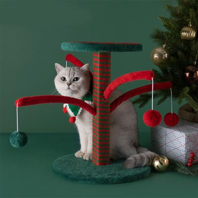 China 2021 Viable New Toy Cat Jumping Platform Sisal Christmas Tree Interactive Cat Scratching Post Climbing Frame for sale