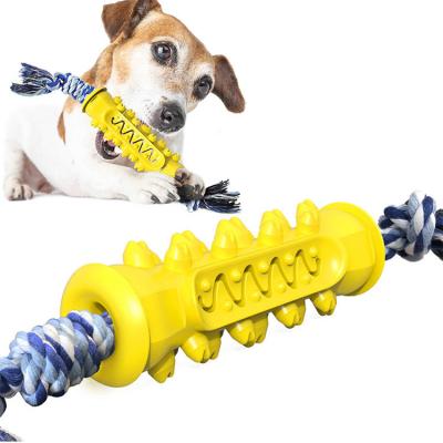 China TPR + Cleaning Dog Toyserrated Rod With Dog Bite Tooth Bone Toothbrush Molar Chew-Resistant Toner Toy Molar Rods + Cotton Rope Dog Cleaning Dog Rope for sale