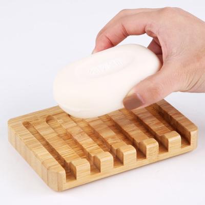 China Modern Wooden Natural Bamboo Soap Tray Wood Soap Rack Soap Dish Holder Bathroom for sale