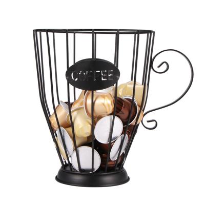 China Sustainable Coffee Capsule Storage Basket for Home Cafe Hotel Coffee Cup Basket Vintage Coffee Pod Organizer for sale