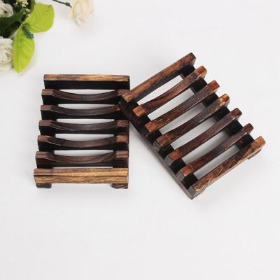 China Modern Wooden Natural Bamboo Soap Holder Bathroom Shower Dish Tray Holder Soap Rack Plate Soap Dish for sale