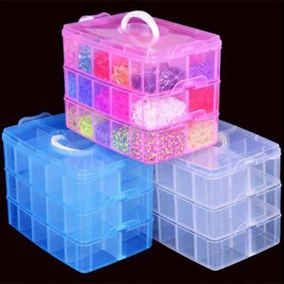 China 3 Layers 18 Compartments Clear PVC Organizer Jewelry Container Storage Box High Quality Pearl Case for sale