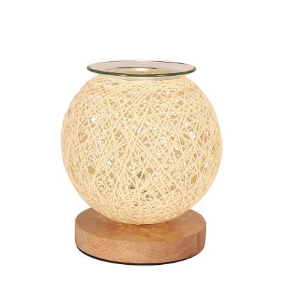 China Spherical Light Art Night Light Decor Desk Modern UK Wooden Plaid Wicker Wicker Rattan Ball String Socket Lamp Home Bedside Room Home Desk Spherical Light for sale