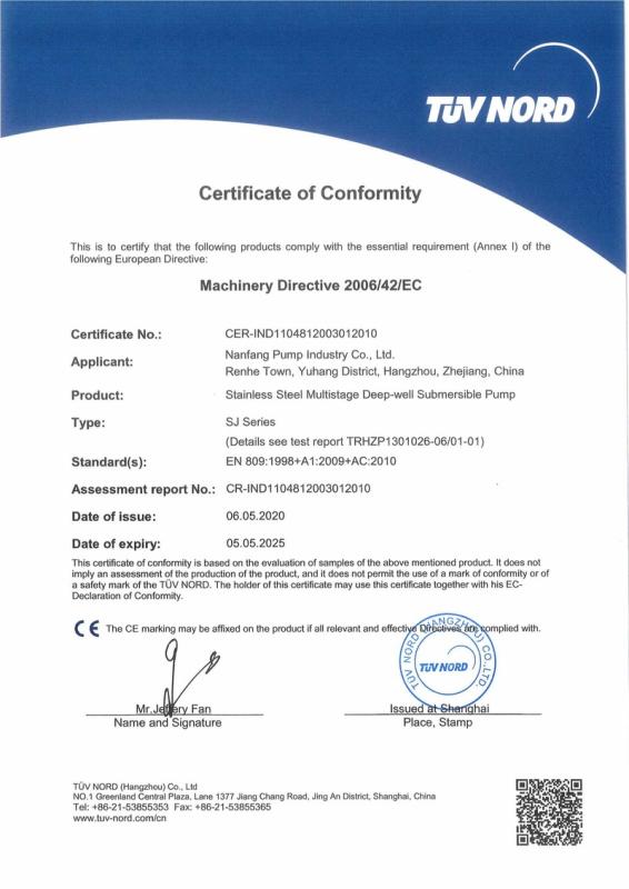 CE - Nanfang Pump Industry Co., Ltd.