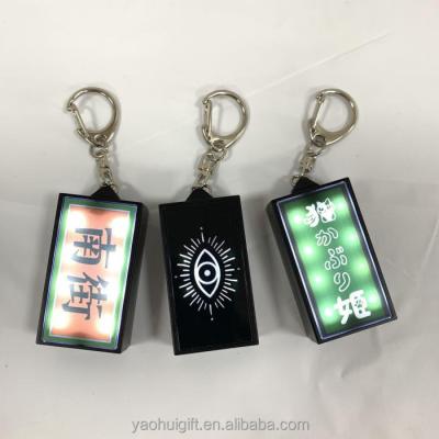 China Fashionable Wholesale Custom Fabric Decoration Key Holder Promotion Gifts LED Keychain Plastic Electric Pendant Keychains for sale