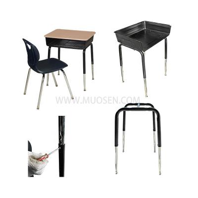 China Contemporary Modern Simple Durable School Furniture Student Desk With Metal Book Box Tray for sale