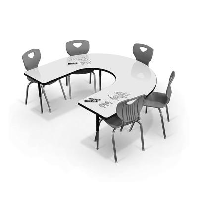 China Traditional School Horseshoe Dry-erase Whiteboard Activity Table and Chair Sets for sale