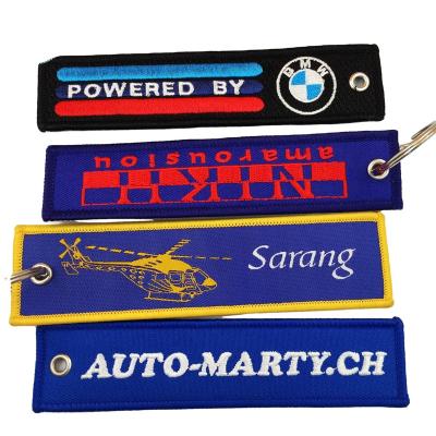 China Other Long Promotion Of Cheap Logo Polyester Fabric Embroidered Custom Textile Patches for sale